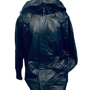 Black Hooded Vintage Leather 
Size XL